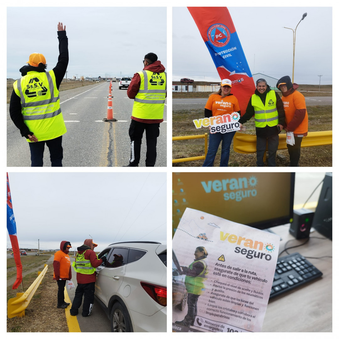 Agentes de Seguridad Vial Provincial realizan tareas de concientización sobre la ruta, en el marco del lanzamiento del operativo “Verano Seguro”.