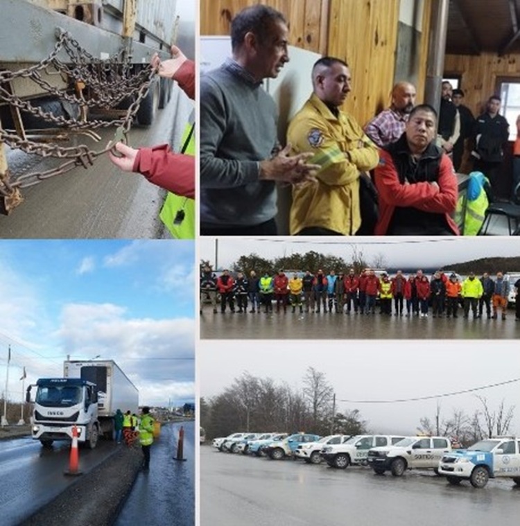 Collage que muestra distintas acciones realizadas en el lanzamiento del Operativo Invierno 2025.