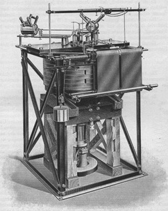 Figura 3: Sismógrafo Wiechert horizontal (Alemania 1904) Masa: 1.000 kg. Período: 8 s