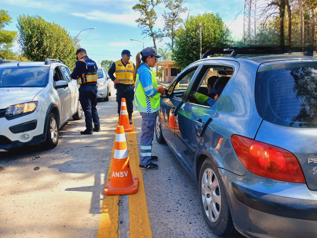 Un agente de la ANSV realiza un control a un conductor de vehículo en la ruta.