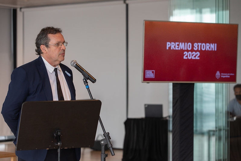 El ministro de Cultura, Tristán Bauer, durante el anuncio de la segunda edición del Premio El ministro de Cultura, Tristán Bauer, durante el anuncio de la segunda edición del Premio
