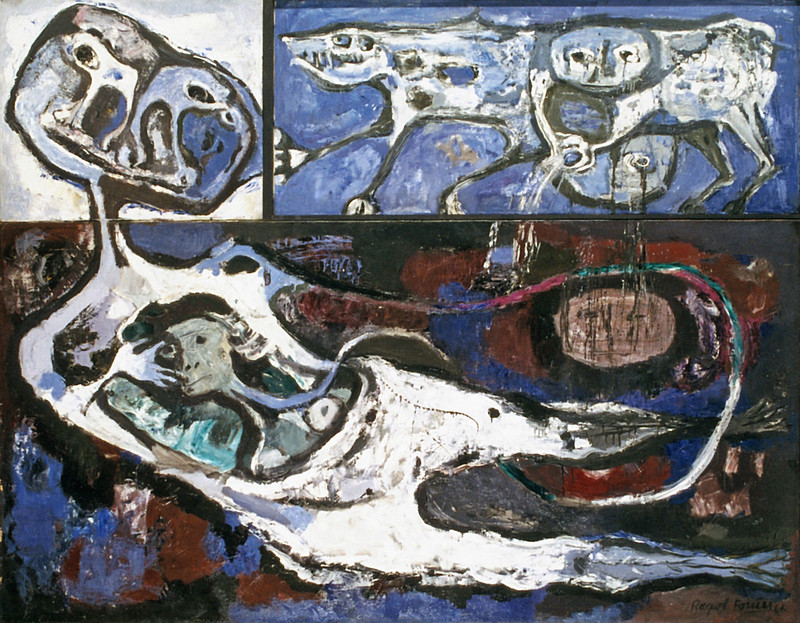 "Astronauta con problemas (tríptico)", de la serie "Los astronautas", 1966. Óleo sobre tela 151 x 195 cm Colección Fundación Forner-Bigatti