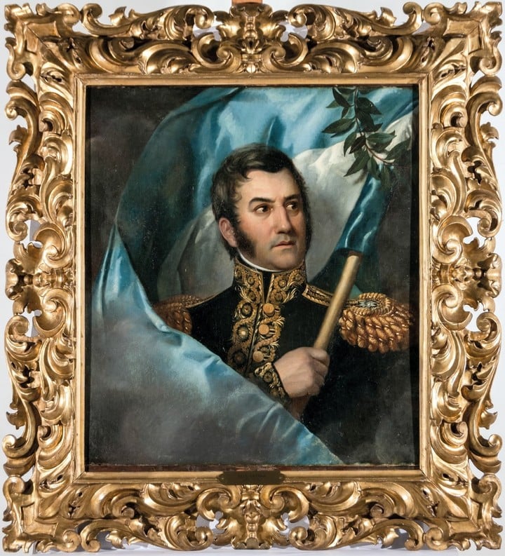 “Retrato del General José de San Martín” (ca. 1827-1829). La obra se encuentra en  Museo Histórico Nacional y varias hipótesis atribuyen su autoría a una maestra de dibujo de Merceditas.