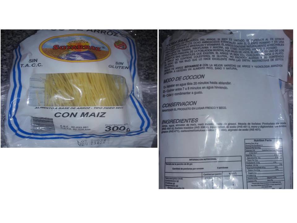 Rótulo de uno de los productos Rótulo de uno de los productos