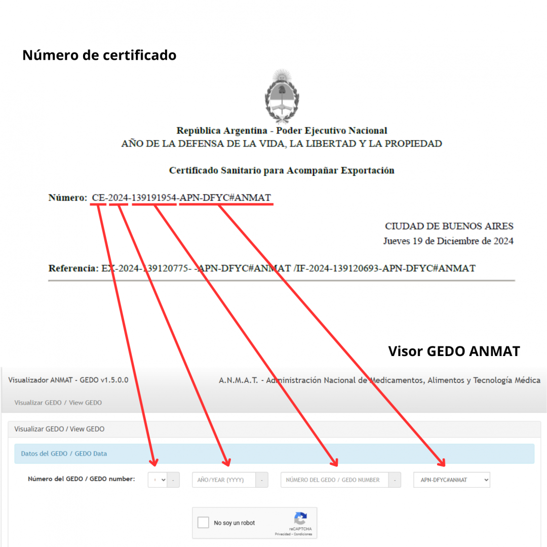 El Visor GEDO requiere el número de certificado.