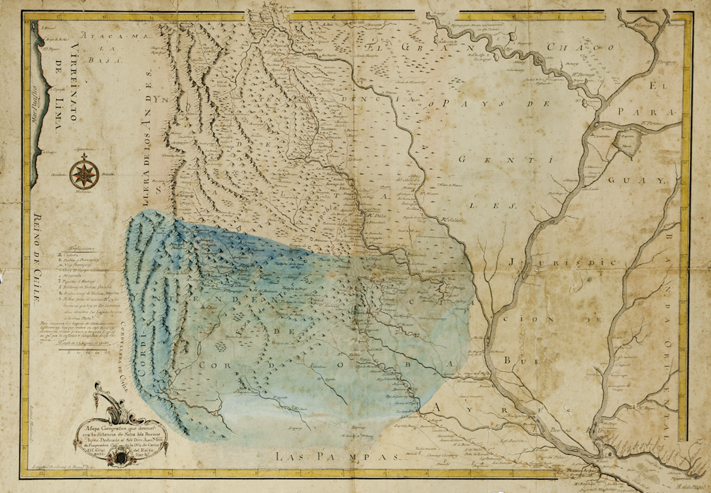 Mapa del "camino real" de Salta hasta Buenos Aires