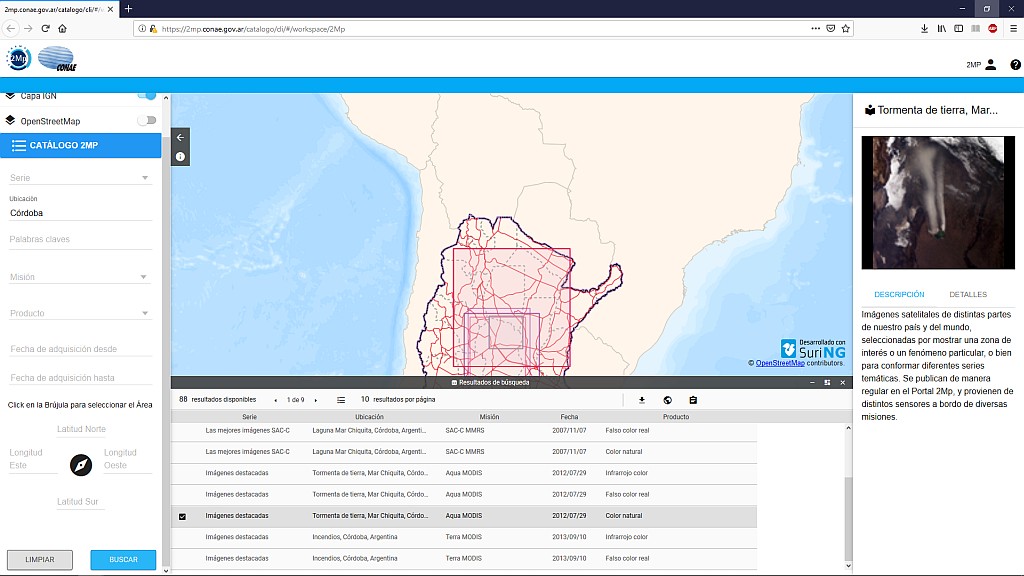 Catálogo geoespacial 2Mp