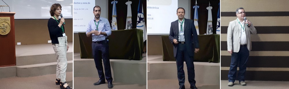 Andrea Halla, Leandro Vidal, Marcelo Campagnoli y Joaquín Turco en el II Congreso de Ingeniería Eléctrica - COPIME 2018