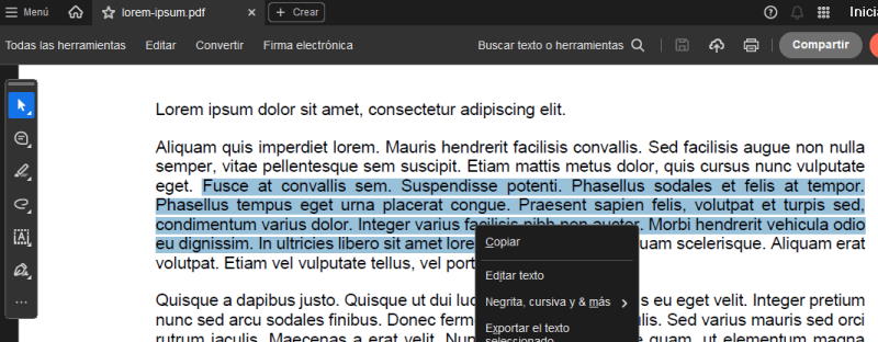 Los textos deben ser seleccionables. Los textos deben ser seleccionables.