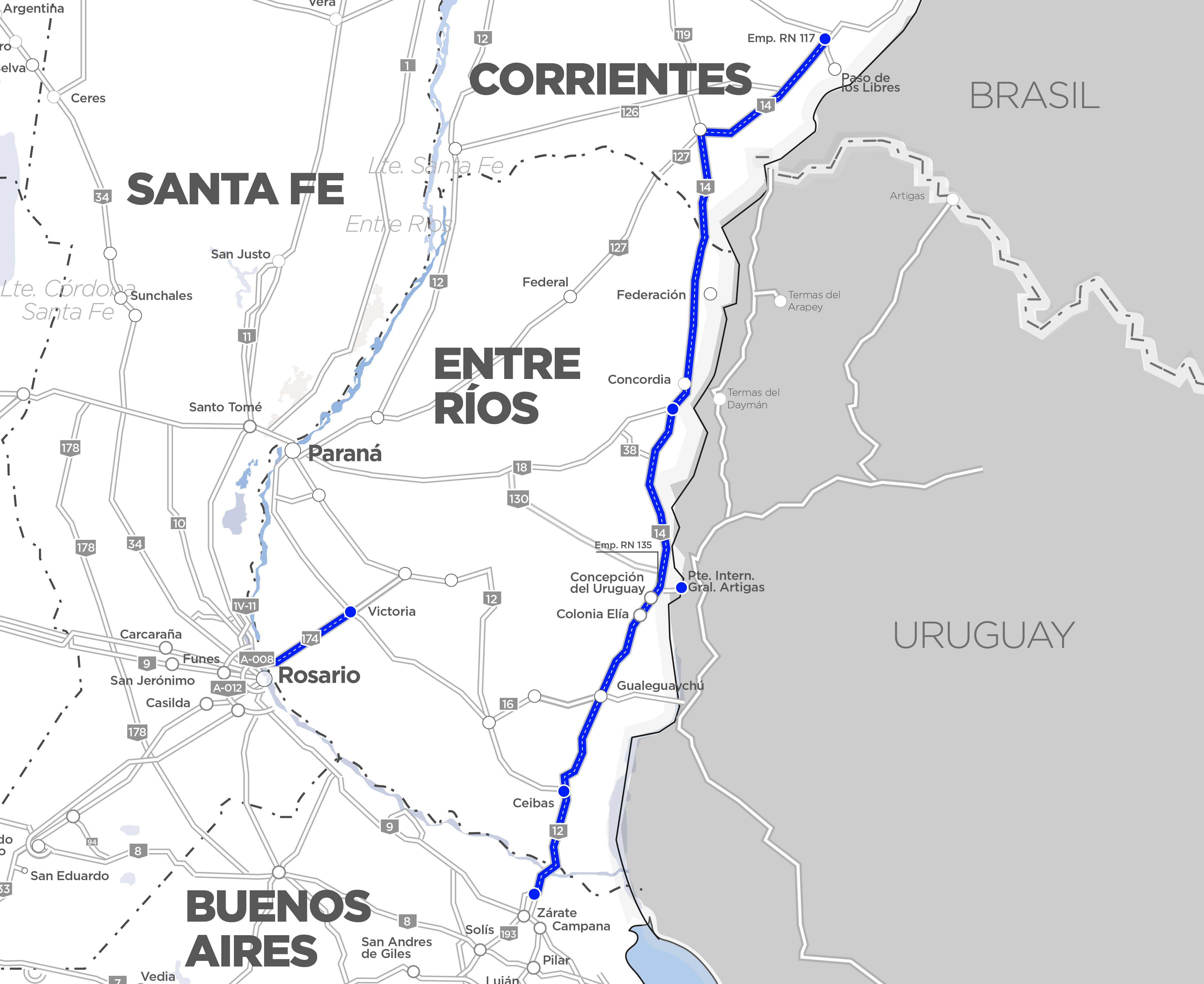 Mapa corredor vial nacional N° 18