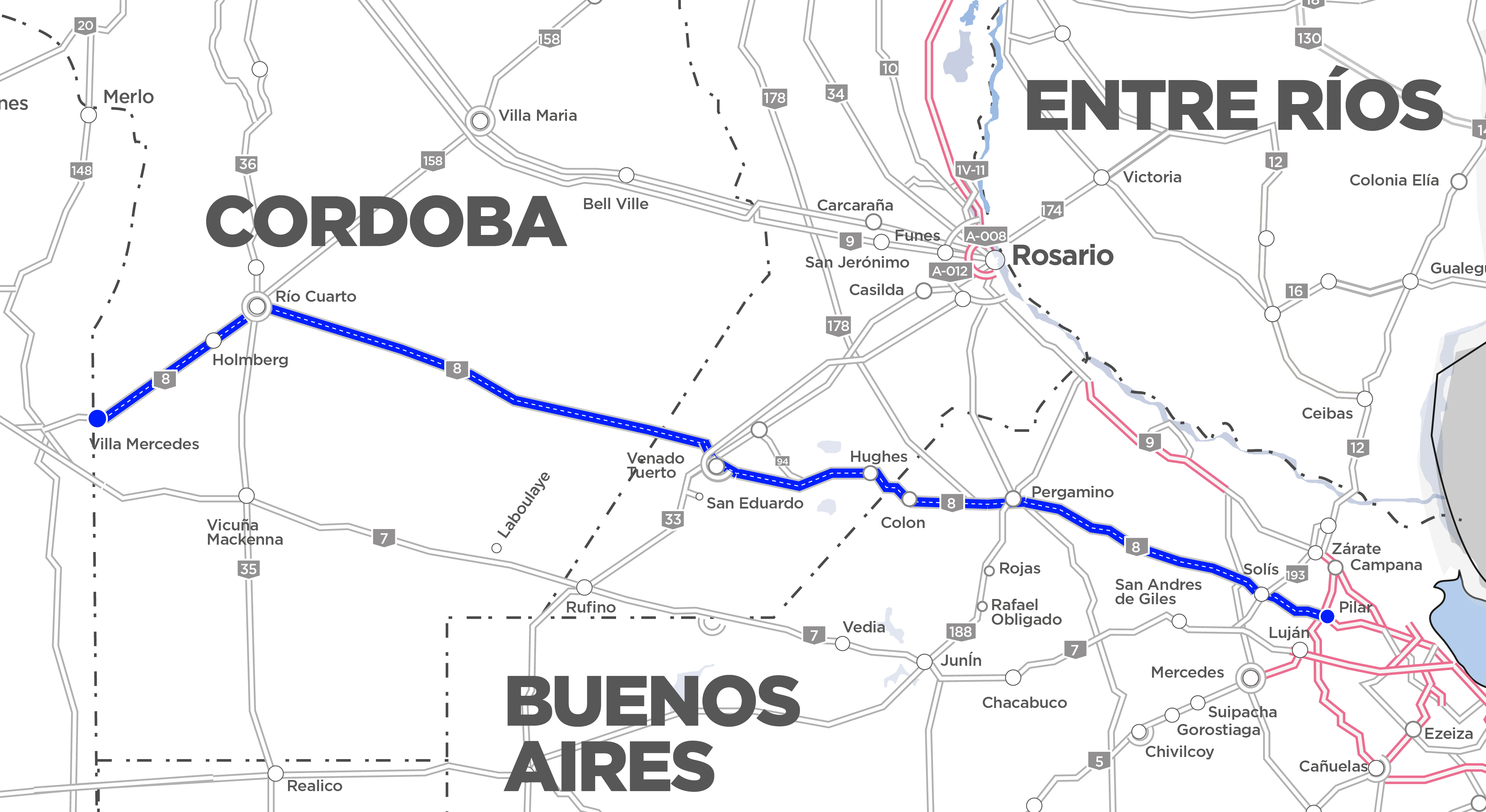 Mapa corredor vial nacional N° 8