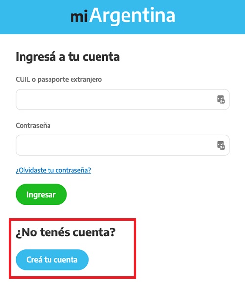 paso 1, click en 'Creá tu cuenta'