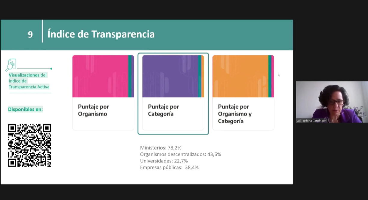 Luciana Carpinacci exponiendo en el panel