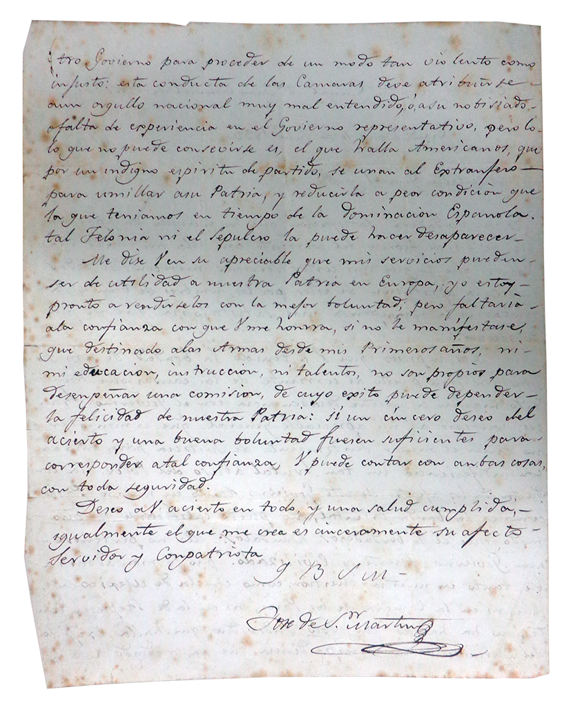 Carta de San Martín a Rosas a raíz del bloqueo de 1838 2