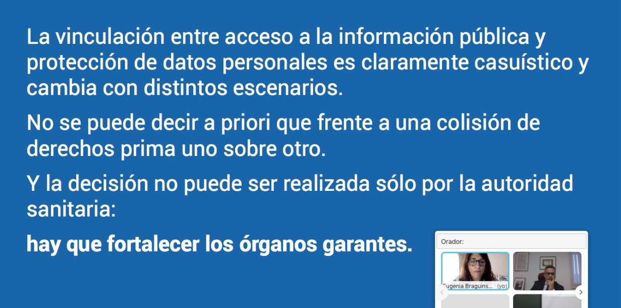 Eugenia Braguinsky exponiendo en el grupo de trabajo sobre transparencia post-COVID