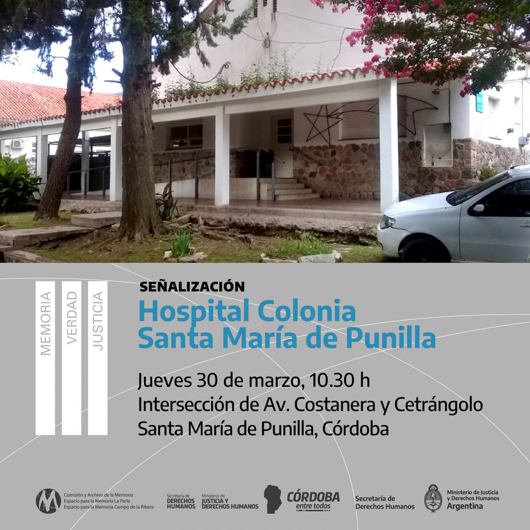 Flyer de señalización del Hospital Colonia Santa María de Punilla