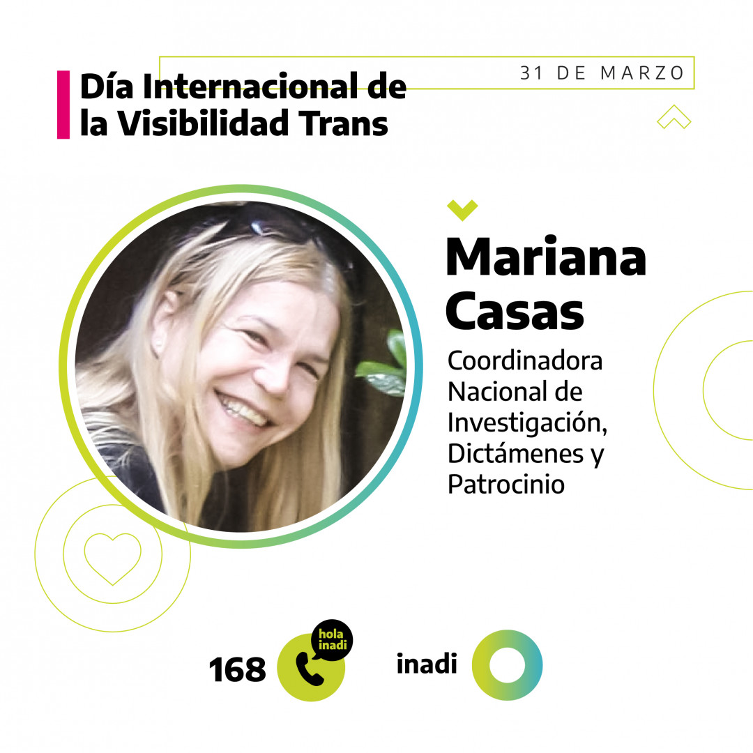 Placa de Mariana Casas, Coordinadora Nacional de Investigación, Dictámenes y Patrocinio