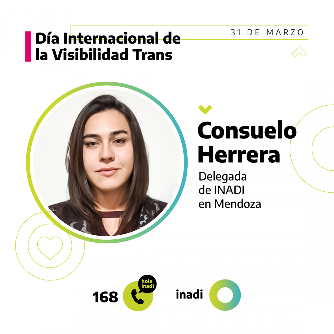 Placa con foto de Consuelo Herrera, delegada de INADI Mendoza