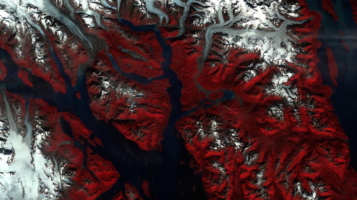Glaciar Muir landsat5tm 11 de septiembre de 2011 infrarrojo