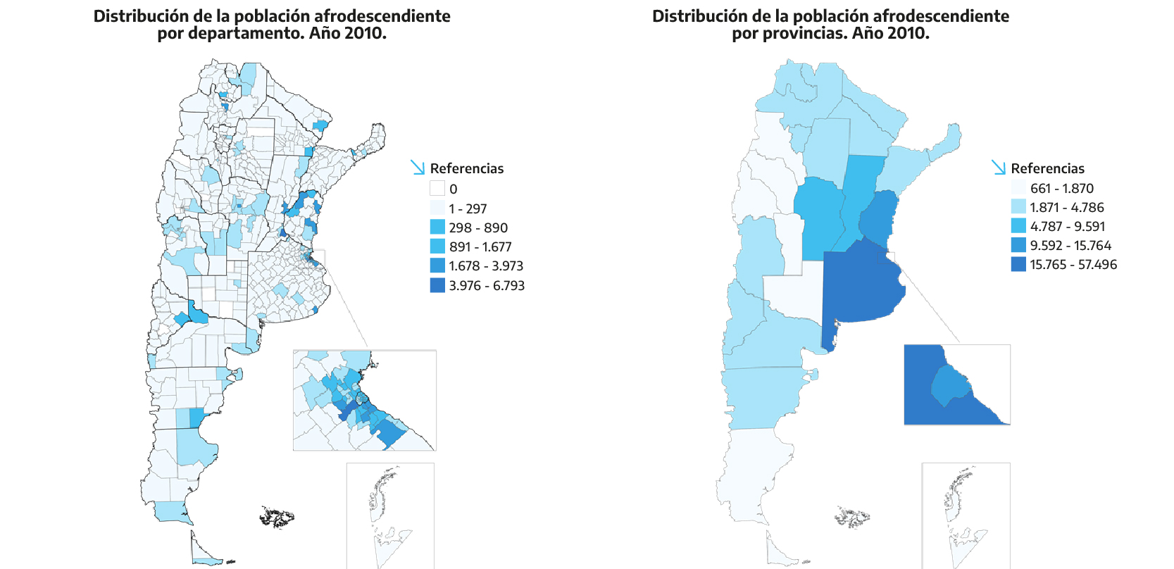 Distribución de la población afrodescendiente por departamentos y por provincias