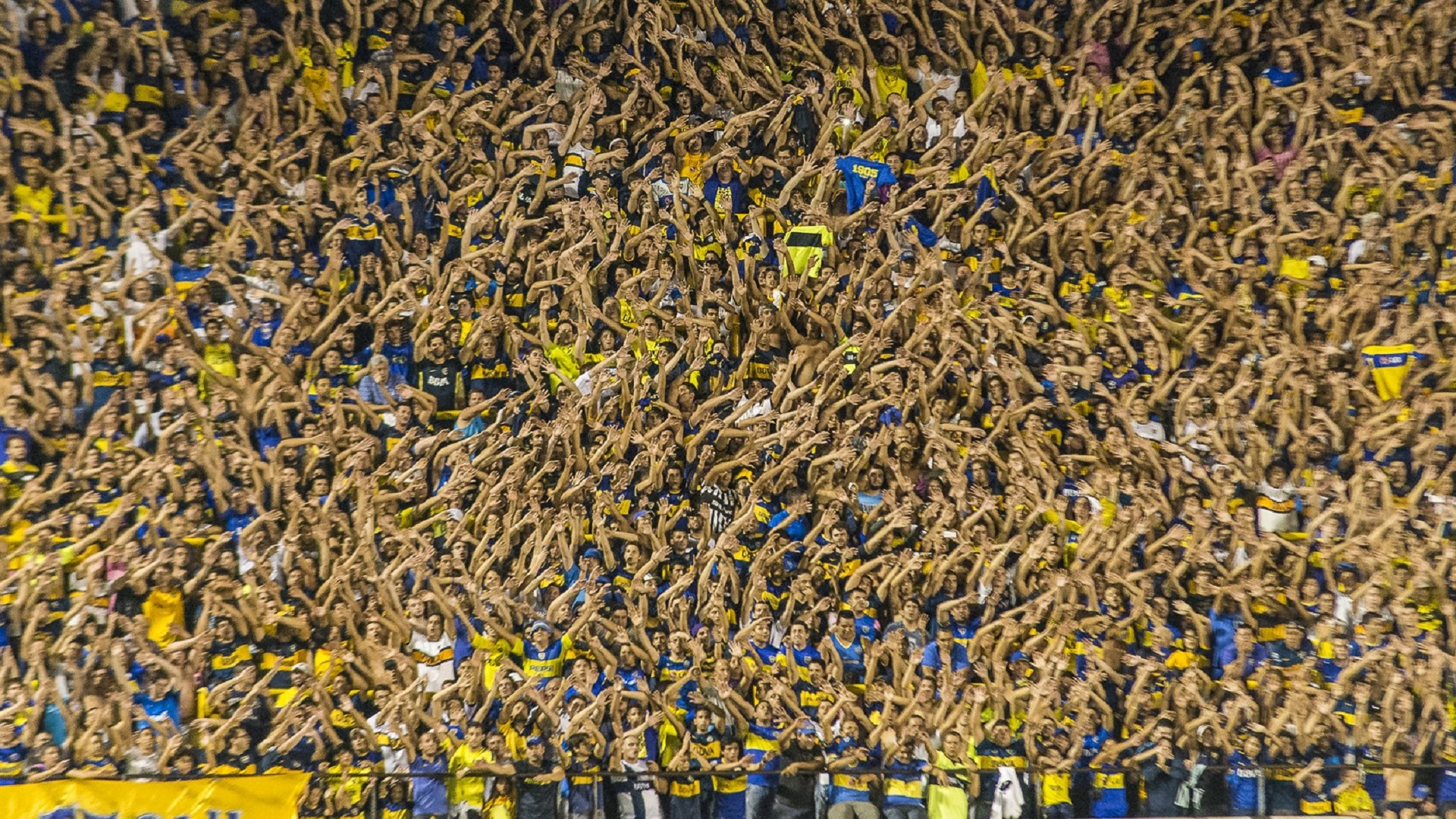 Hinchada en la cancha de Boca Juniors