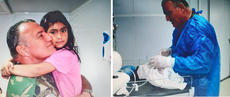 Vicecomodoro Omar Hermida desempeñándose como pediatra luego del terremoto de Chile de 2010