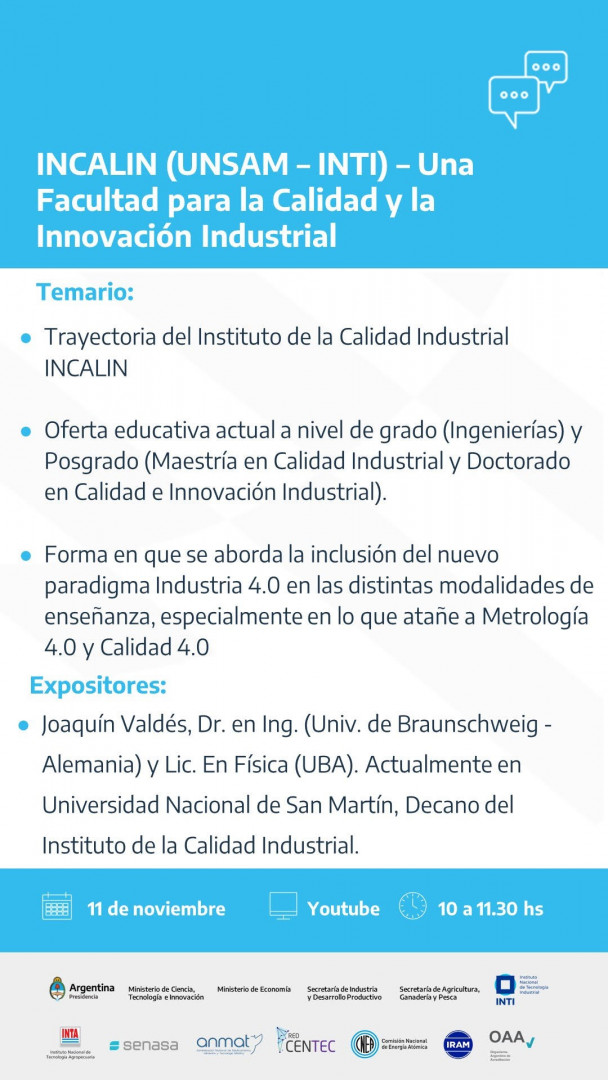  INCALIN (UNSAM – INTI) – Una Facultad para la Calidad y la Innovación Industrial 