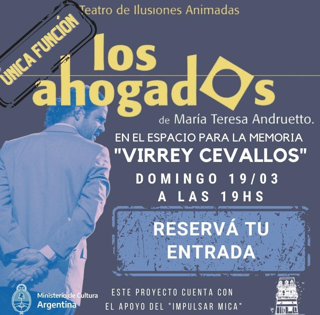Flyer de presentación de obra de teatro Los Ahogados