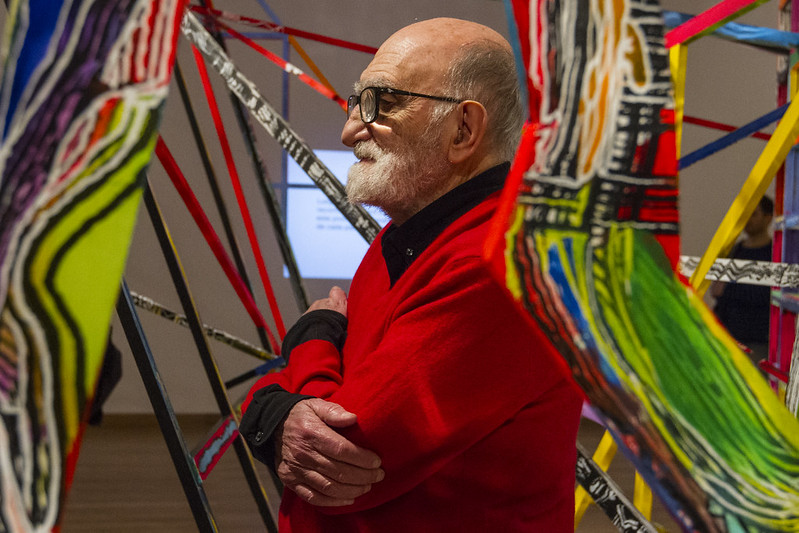 Luis Felipe Noé en la inauguración de la muestra “Mirada prospectiva” en 2017 en el Museo Nacional de Bellas Artes. Foto Silvina Frydlewsky.