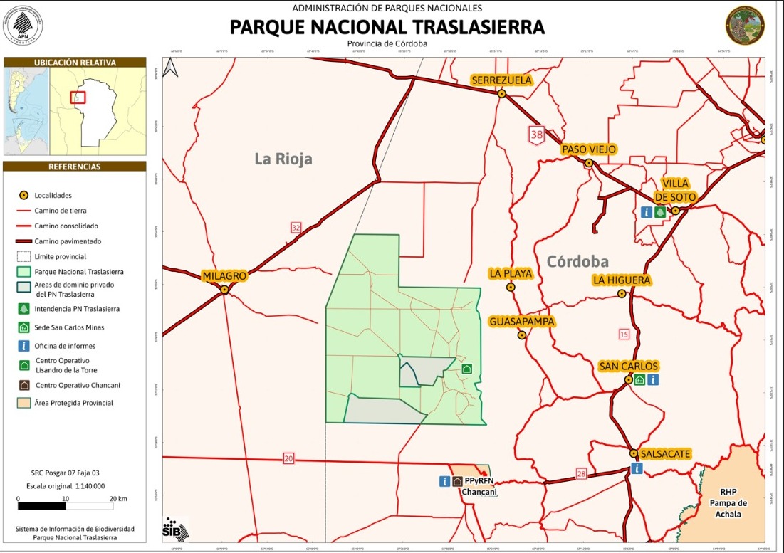 Mapa Parque Nacional Traslasierra