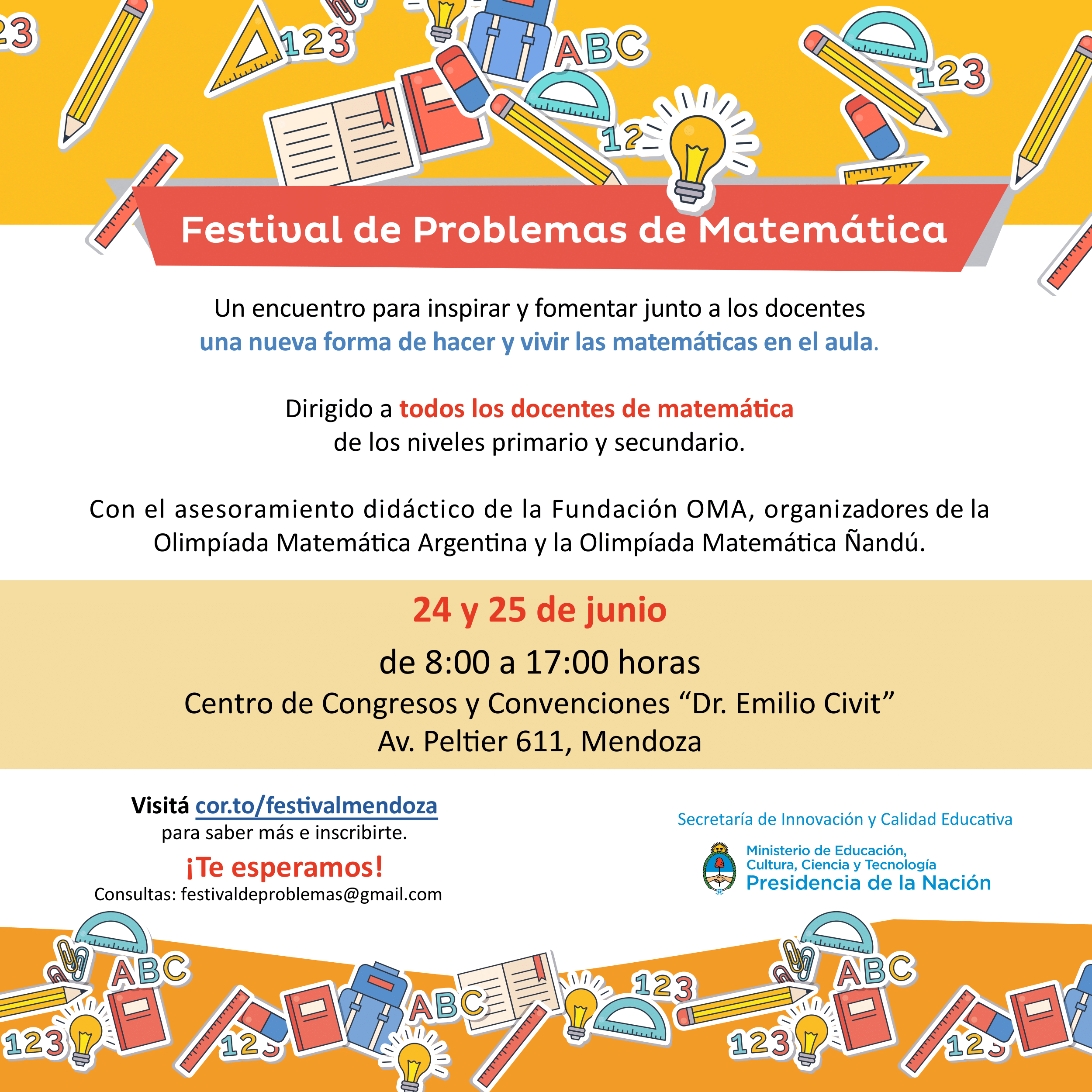Inscribite al Festival de Problemas Matemáticos en Mendoza