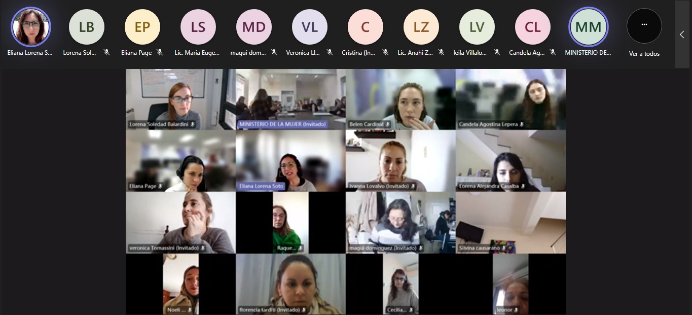 Imagen general de las participantes en forma virtual