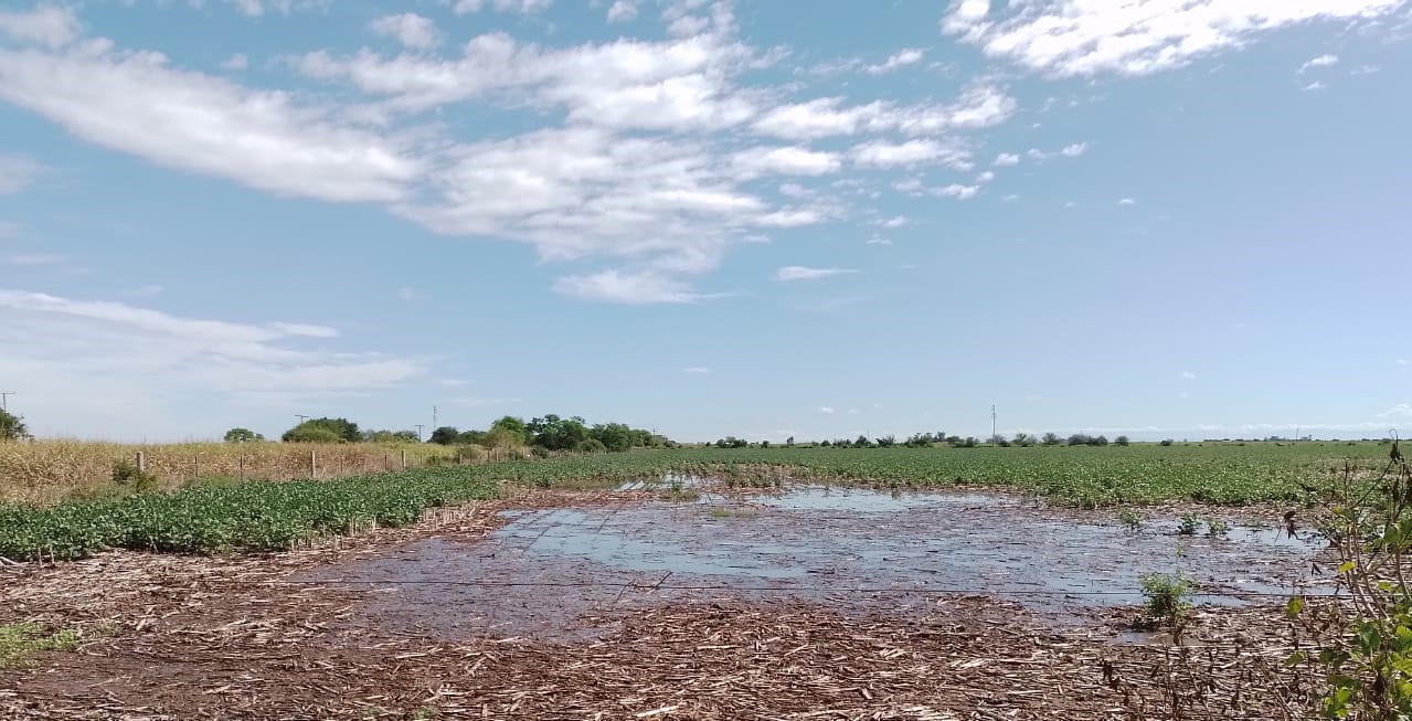 Campos anegados en cercanías de la localidad de Laguna Larga.