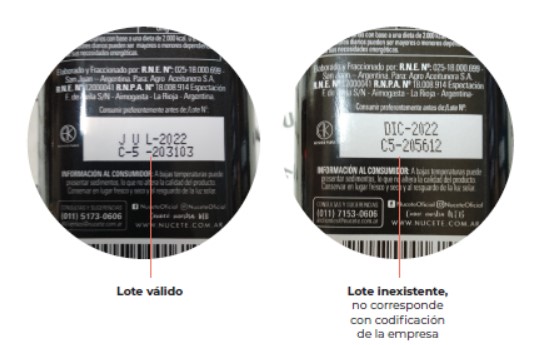 En el producto falsificado figura el lote C5-205612, el cual es inexistente