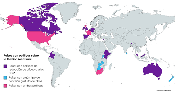 Países con políticas sobre la Gestión Menstrual