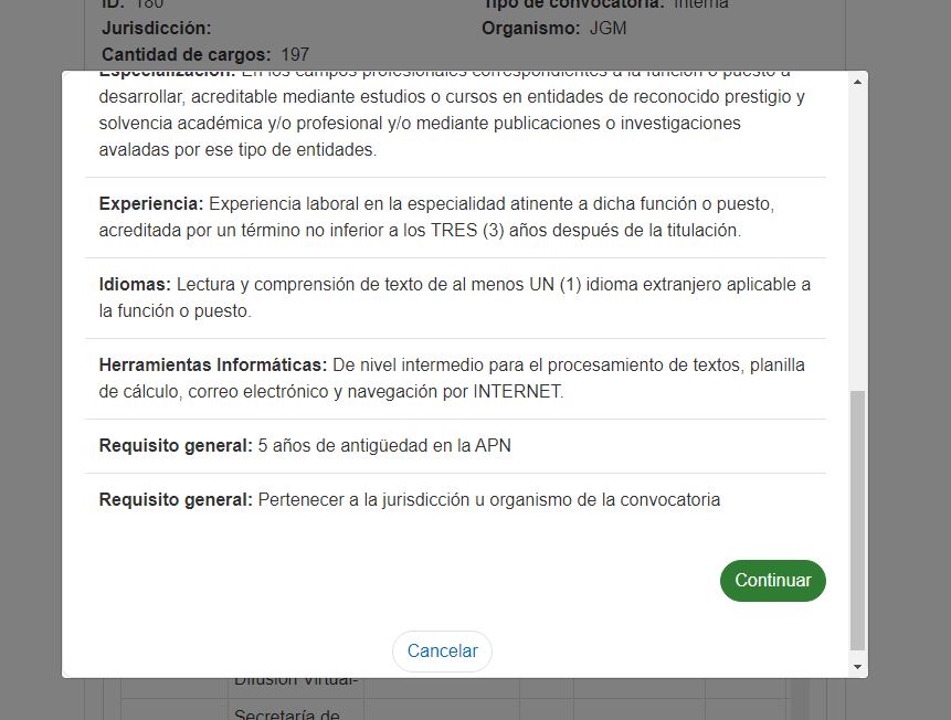 pantalla de requisitos