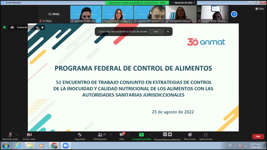 Impresión de pantalla del encuentro virtual del 51º  Encuentro de PFCA
