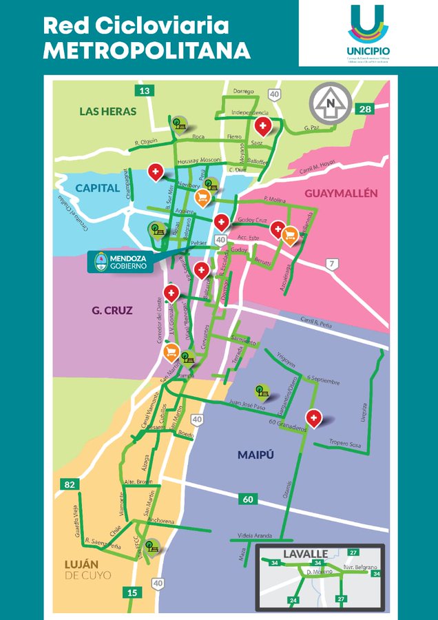 Mapa de Ciclovías del AM Mendoza