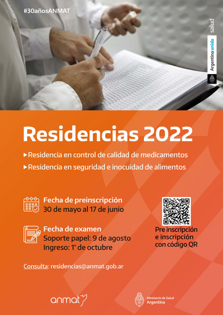 Flyer con información sobre las residencias del 2022
