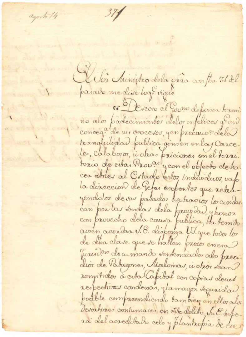 La carta original escrita de puño y letra por San Martín 