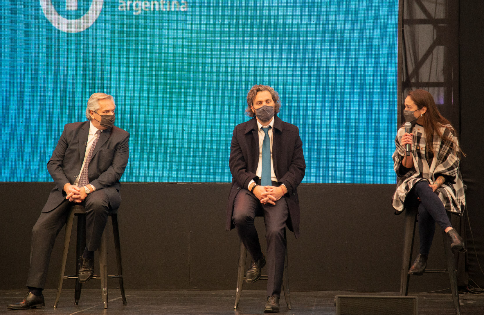 Alberto Fernández, Santiago Cafiero, Macarena Sánchez