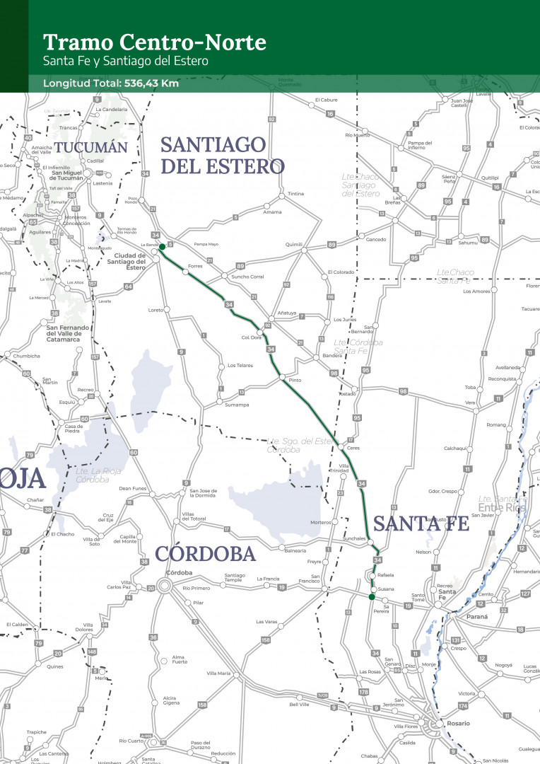 Mapa Red Federal de Concesiones Tramo Centro Norte