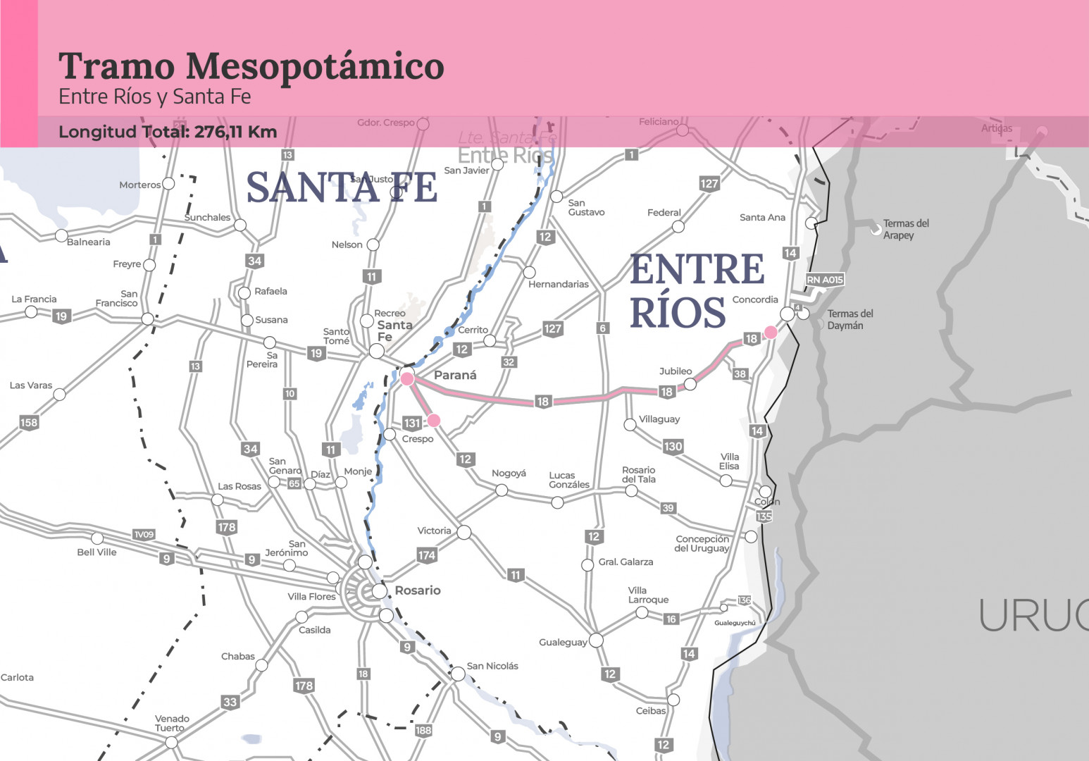 Mapa Red Federal de Concesiones Tramo Mesopotámico