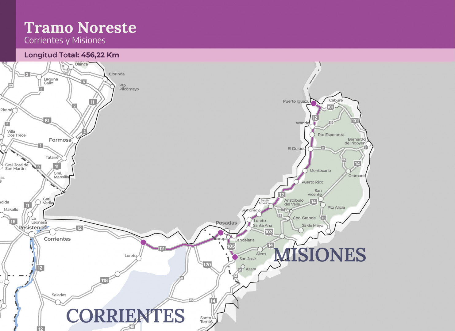 Mapa Red Federal de Concesiones Tramo Noreste