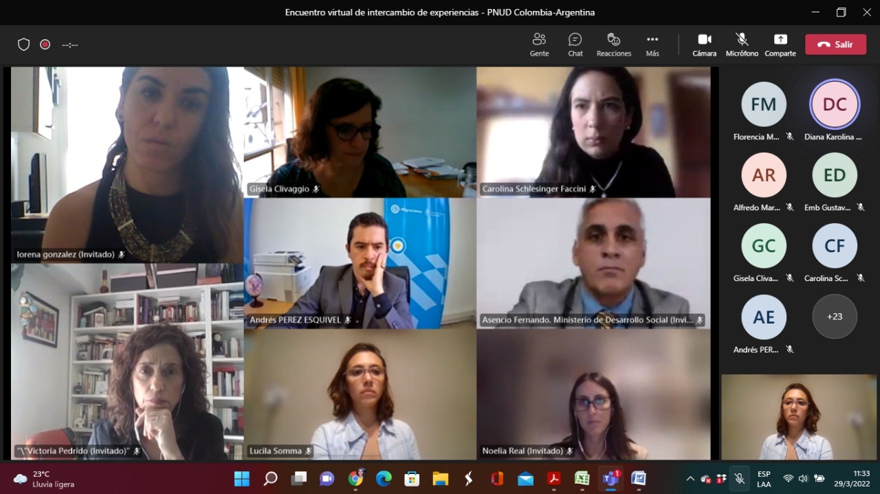 Captura de pantalla del encuentro virtual, con la presencia de las representantes del INADI.