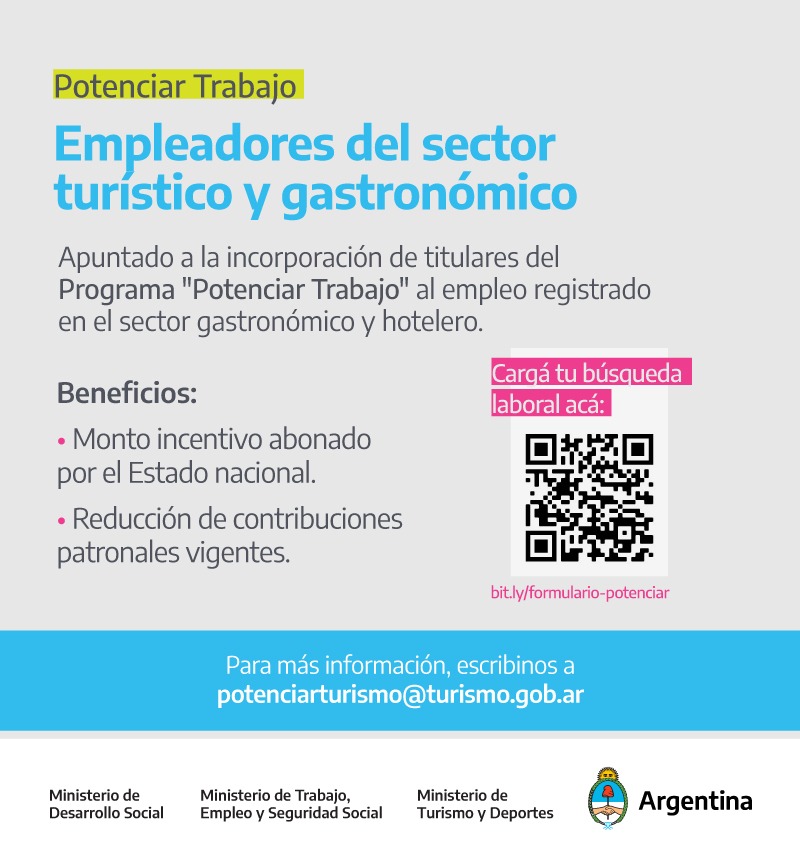Potenciar Trabajo: más empleo registrado para el sector gastronómico y  hotelero | Argentina.gob.ar