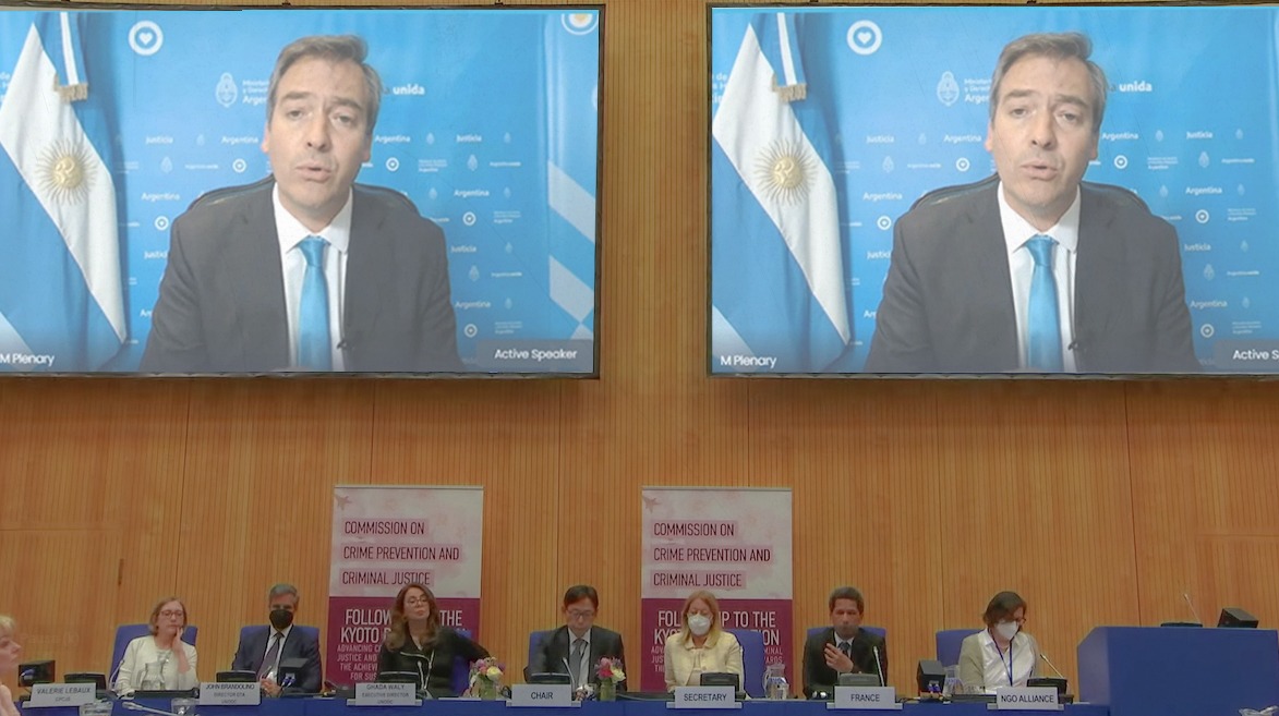 Sesión de la Comisión de Prevención del Delito y Justicia de la ONU: Soria destacó los nuevos mecanismos argentinos en materia de trata de personas y la recuperación de la política de destrucción de armas de fuego