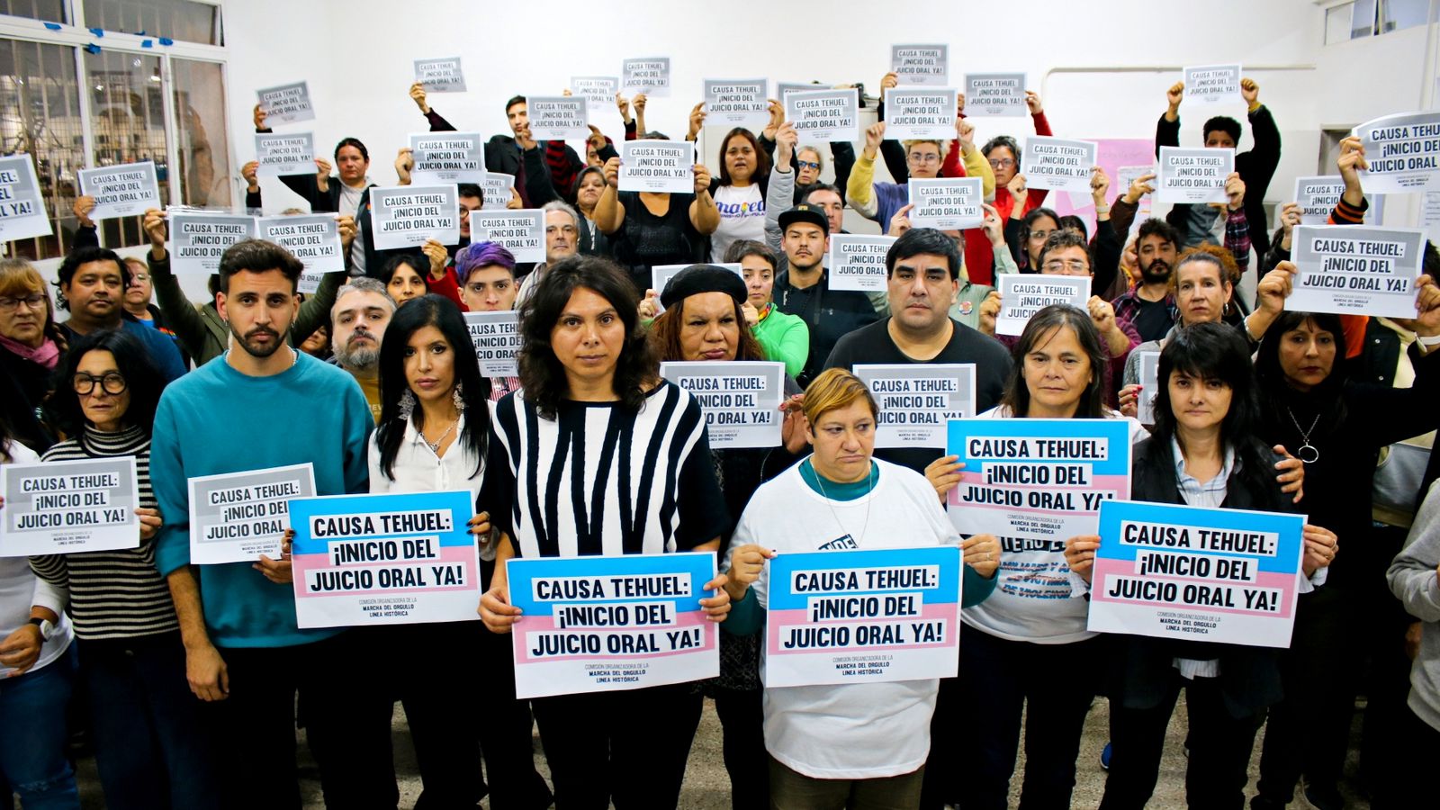 Greta Pena participó del acto encabezado por familiares de Tehuel de la Torre, en el que se exigió el adelantamiento del juicio oral 