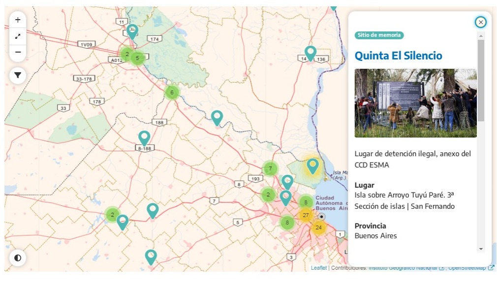 Mapa interactivo con la ubicación seleccionada de la Quinta "El Silencio"